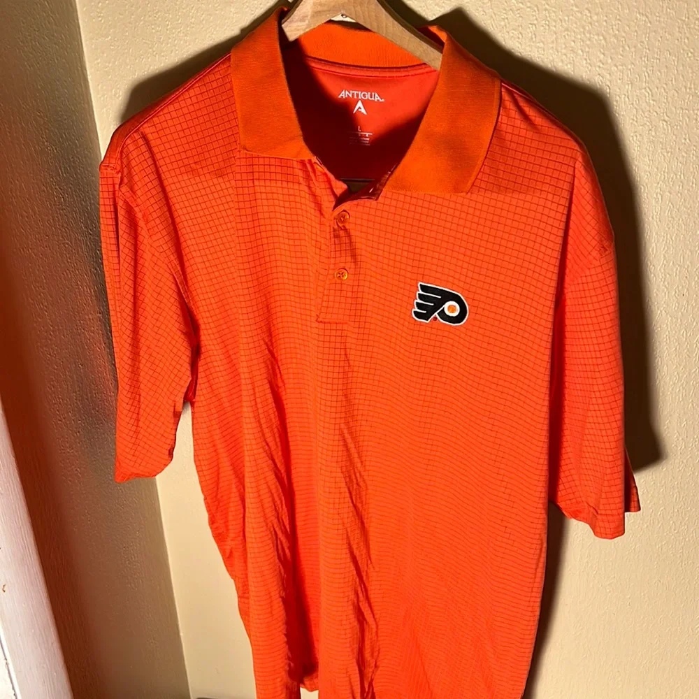NHL Antigua Mens Flyers Polo Color Orange Size Large - Picture 1 of 4